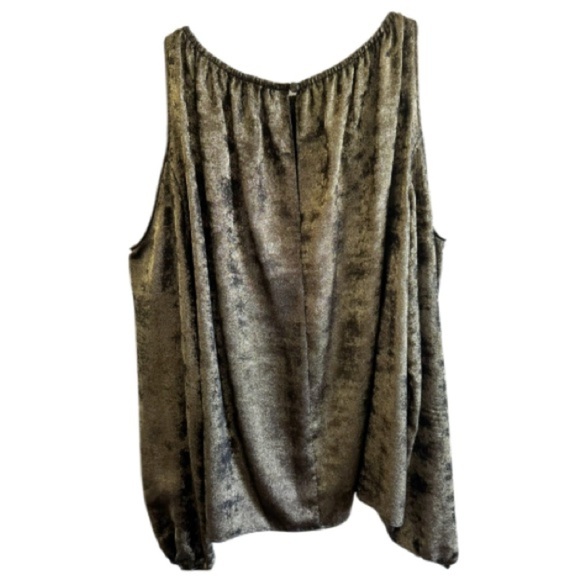 1.State Gold Black Metallic Cold-Shoulder Long-Sleeve Blouse Top Medium Y2K - Picture 10 of 10